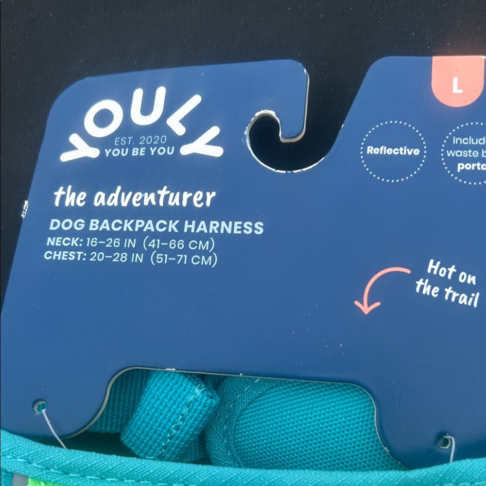 Youly The Adventurer Dog Backpack Harness - Teal (Large)